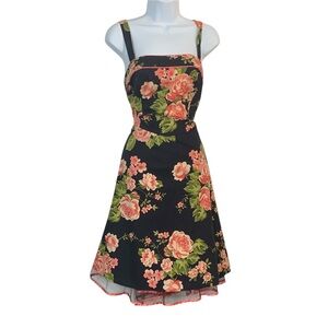 DRESS BARN Vintage Dark Floral Dress Sz 14